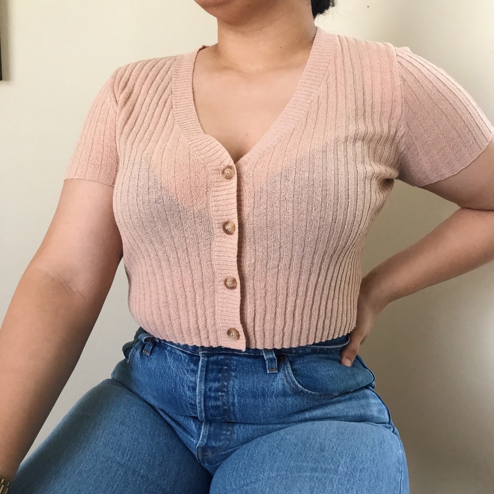 Nude ribbed crop top